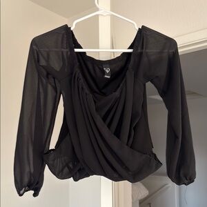 Windsor Black Sheer Drape Blouse